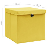Produktbild för Förvaringslådor med lock 4 st 28x28x28 cm gul