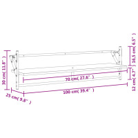 Produktbild för Vägghyllor med stänger 2 st rökfärgad ek 100x25x30 cm