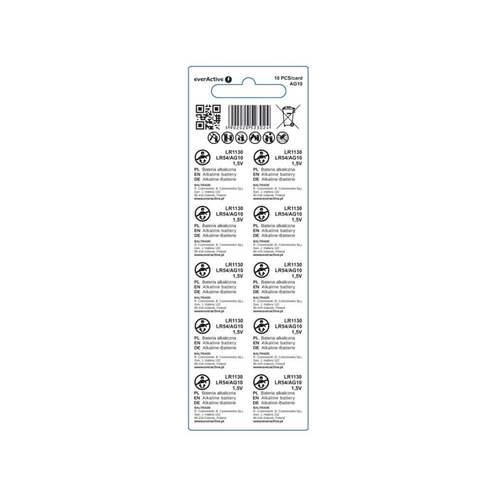 Produktbild för Everactive EVAG10, Engångsbatteri, LR1130, Alkalisk, 1,5 V,...