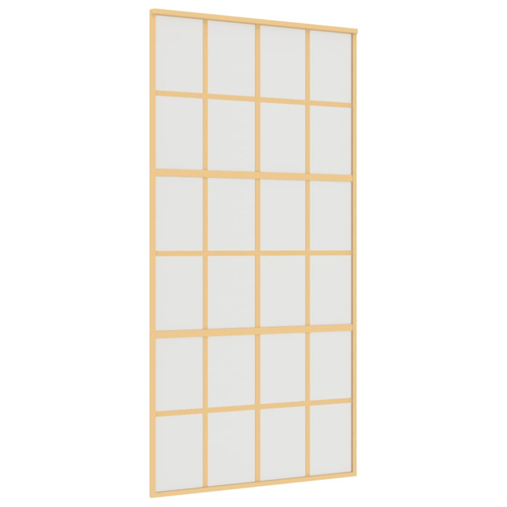 Produktbild för Skjutdörr guld 102,5x205 cm frostat ESG-glas och aluminium