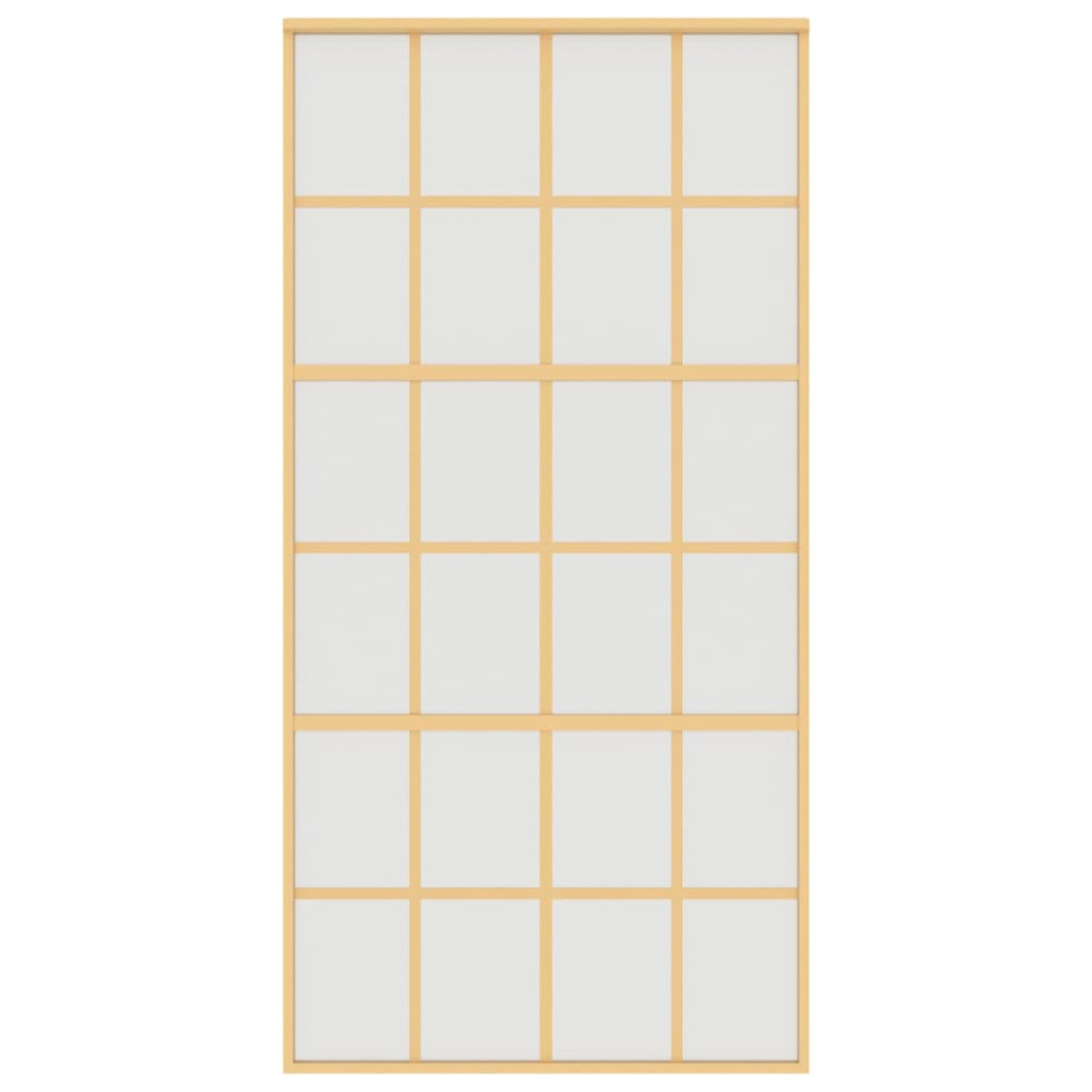 Produktbild för Skjutdörr guld 102,5x205 cm frostat ESG-glas och aluminium