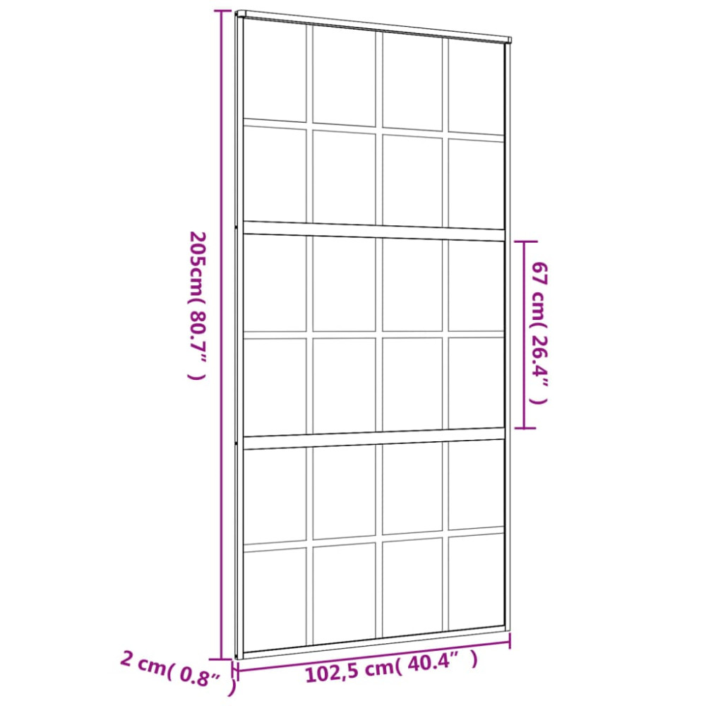Produktbild för Skjutdörr guld 102,5x205 cm frostat ESG-glas och aluminium