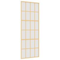 Produktbild för Skjutdörr guld 76x205 cm frostat ESG-glas och aluminium