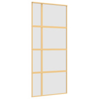 Produktbild för Skjutdörr guld 90x205 cm frostat ESG-glas och aluminium