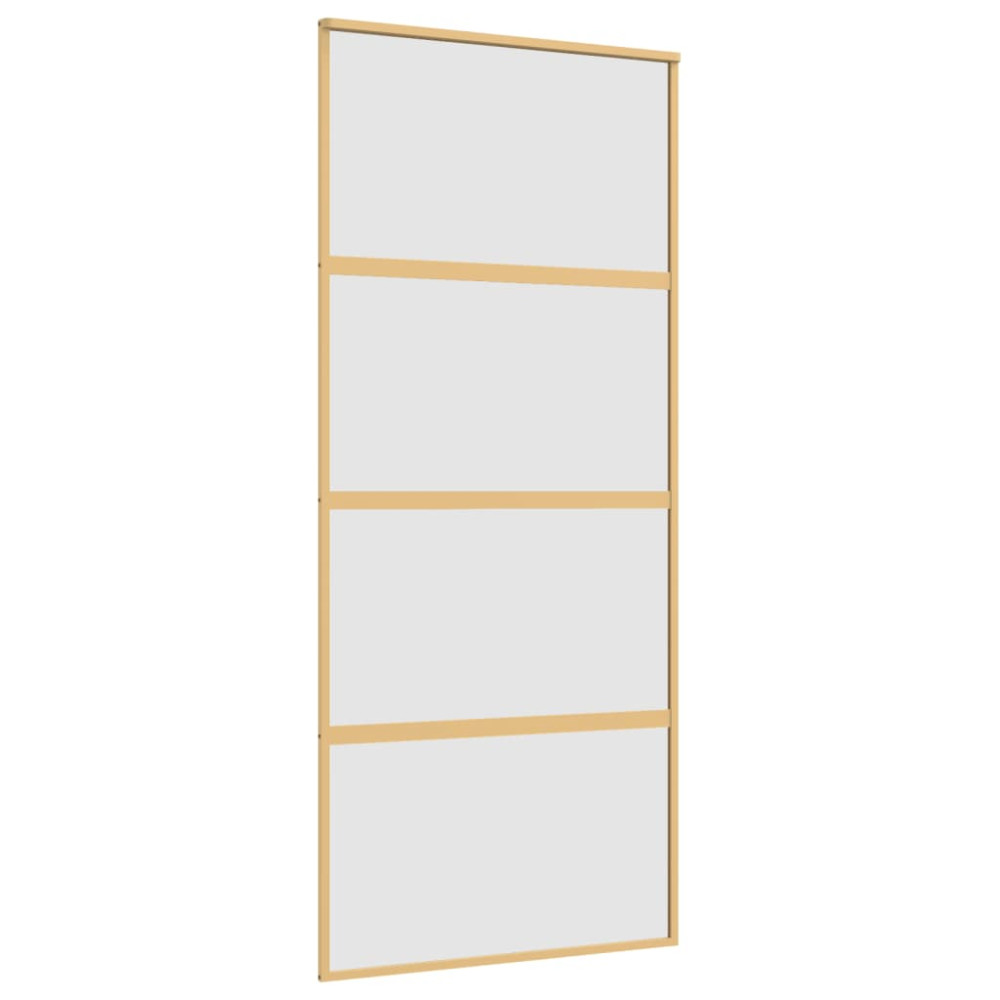 Produktbild för Skjutdörr guld 90x205 cm frostat ESG-glas och aluminium