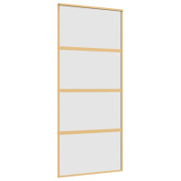 Produktbild för Skjutdörr guld 90x205 cm frostat ESG-glas och aluminium