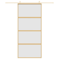 Produktbild för Skjutdörr guld 90x205 cm frostat ESG-glas och aluminium