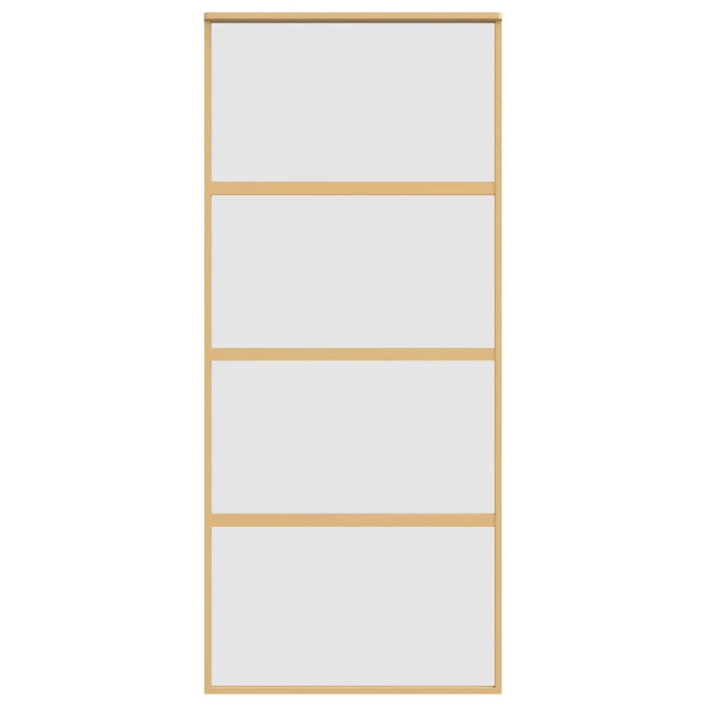 Produktbild för Skjutdörr guld 90x205 cm frostat ESG-glas och aluminium