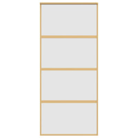 Produktbild för Skjutdörr guld 90x205 cm frostat ESG-glas och aluminium