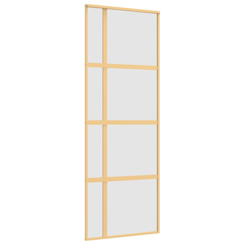 Produktbild för Skjutdörr guld 76x205 cm frostat ESG-glas och aluminium