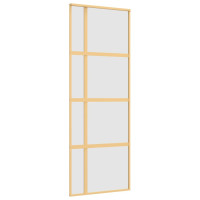 Produktbild för Skjutdörr guld 76x205 cm frostat ESG-glas och aluminium