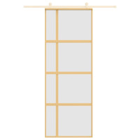 Produktbild för Skjutdörr guld 76x205 cm frostat ESG-glas och aluminium