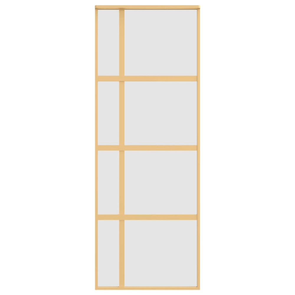 Produktbild för Skjutdörr guld 76x205 cm frostat ESG-glas och aluminium
