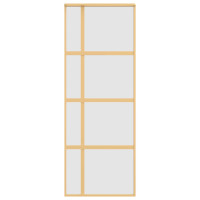 Produktbild för Skjutdörr guld 76x205 cm frostat ESG-glas och aluminium