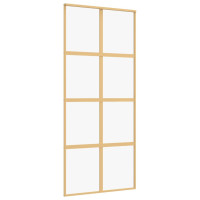 Produktbild för Skjutdörr guld 90x205 cm klart ESG-glas och aluminium