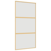 Produktbild för Skjutdörr guld 102,5x205 cm frostat ESG-glas och aluminium