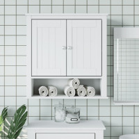 Miniatyr av produktbild för Väggmonterad badrumsskåp BERG vit 69,5x27x71,5 cm massivt trä