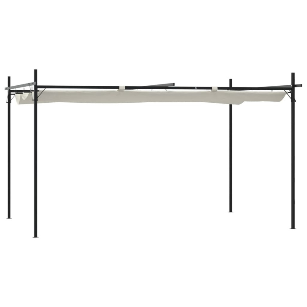 Produktbild för Pergola med infällbart tak gräddvit 395x292x230 cm