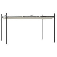 Produktbild för Pergola med infällbart tak gräddvit 395x292x230 cm