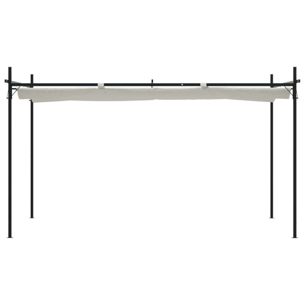 Produktbild för Pergola med infällbart tak gräddvit 395x292x230 cm