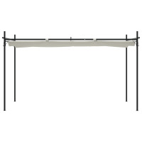 Produktbild för Pergola med infällbart tak gräddvit 395x292x230 cm