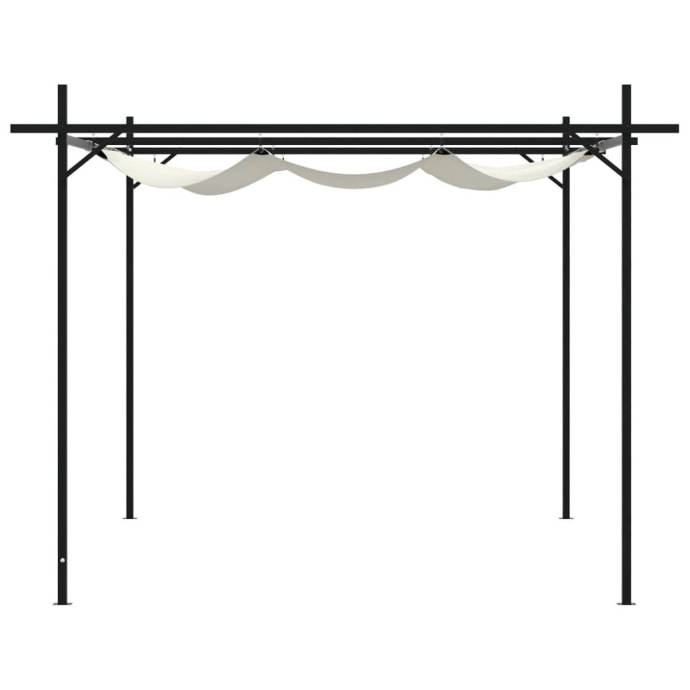 Produktbild för Pergola med infällbart tak gräddvit 395x292x230 cm
