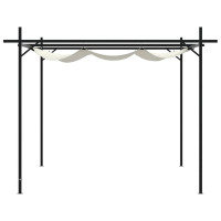 Produktbild för Pergola med infällbart tak gräddvit 395x292x230 cm