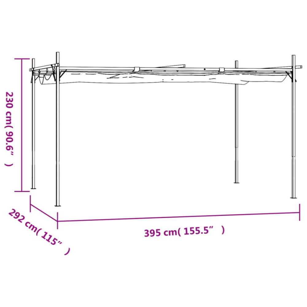 Produktbild för Pergola med infällbart tak gräddvit 395x292x230 cm