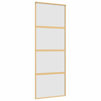 Produktbild för Skjutdörr guld 76x205 cm frostat ESG-glas och aluminium