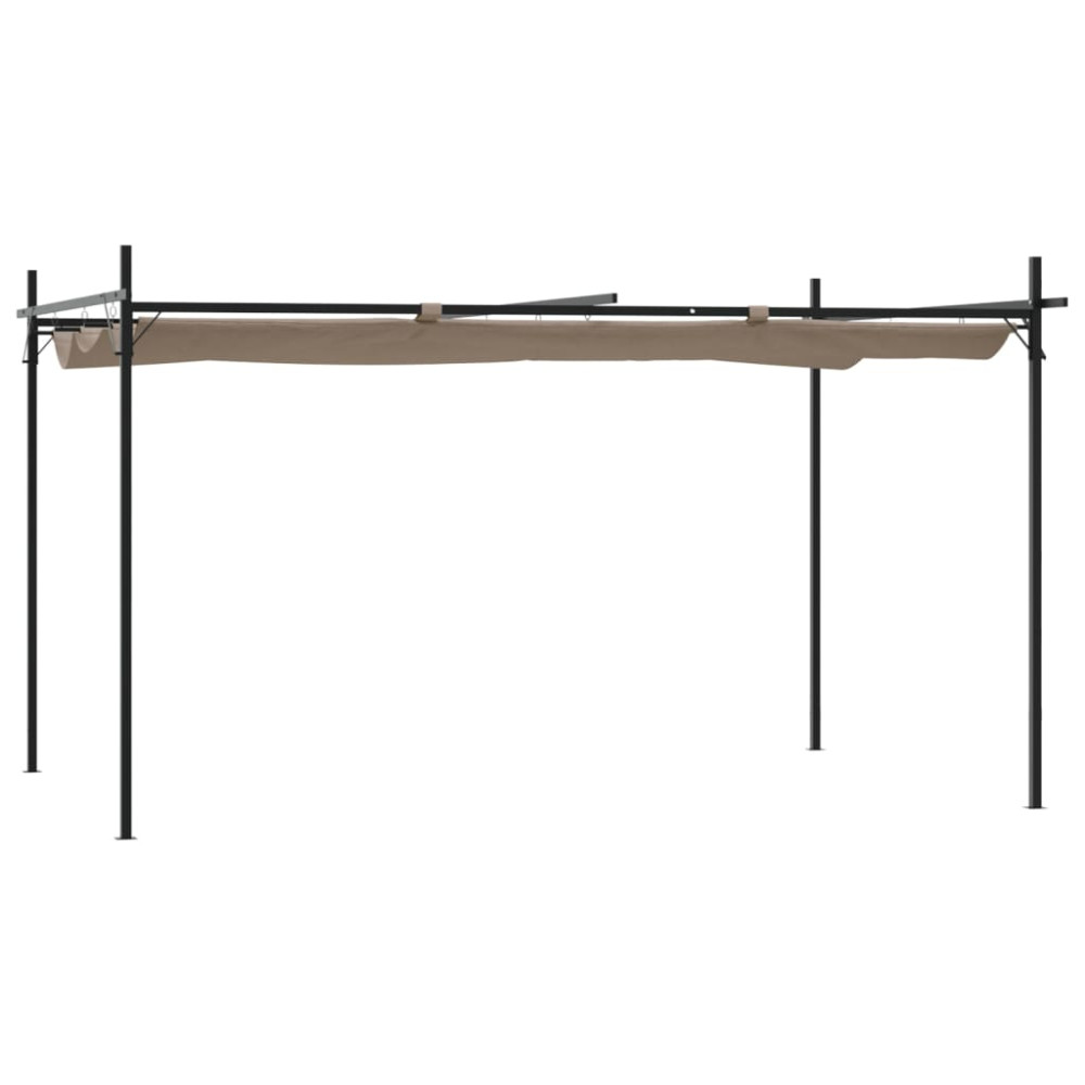 Produktbild för Pergola med infällbart tak taupe 395x292x230 cm