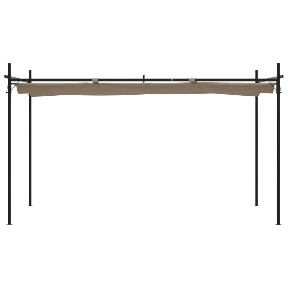 Produktbild för Pergola med infällbart tak taupe 395x292x230 cm
