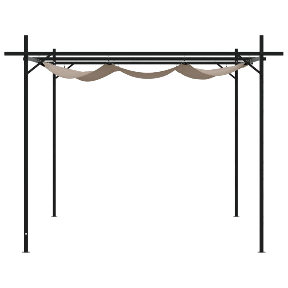 Produktbild för Pergola med infällbart tak taupe 395x292x230 cm