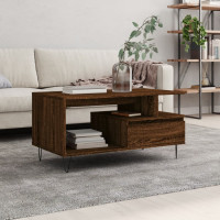 Produktbild för Soffbord brun ek 90x49x45 cm konstruerat trä