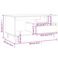 Produktbild för Soffbord rökfärgad ek 90x49x45 cm konstruerat trä
