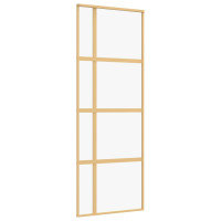 Produktbild för Skjutdörr guld 76x205 cm klart ESG-glas och aluminium