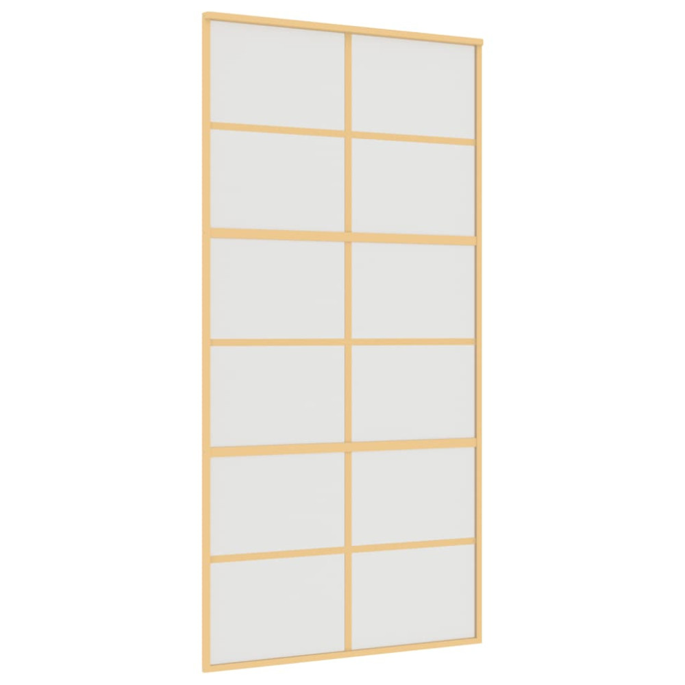 Produktbild för Skjutdörr guld 102,5x205 cm frostat ESG-glas och aluminium