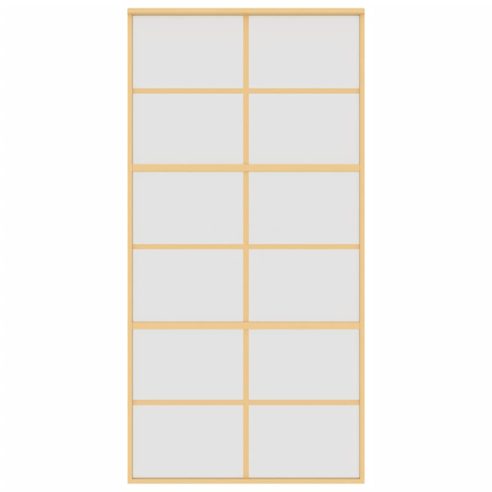 Produktbild för Skjutdörr guld 102,5x205 cm frostat ESG-glas och aluminium