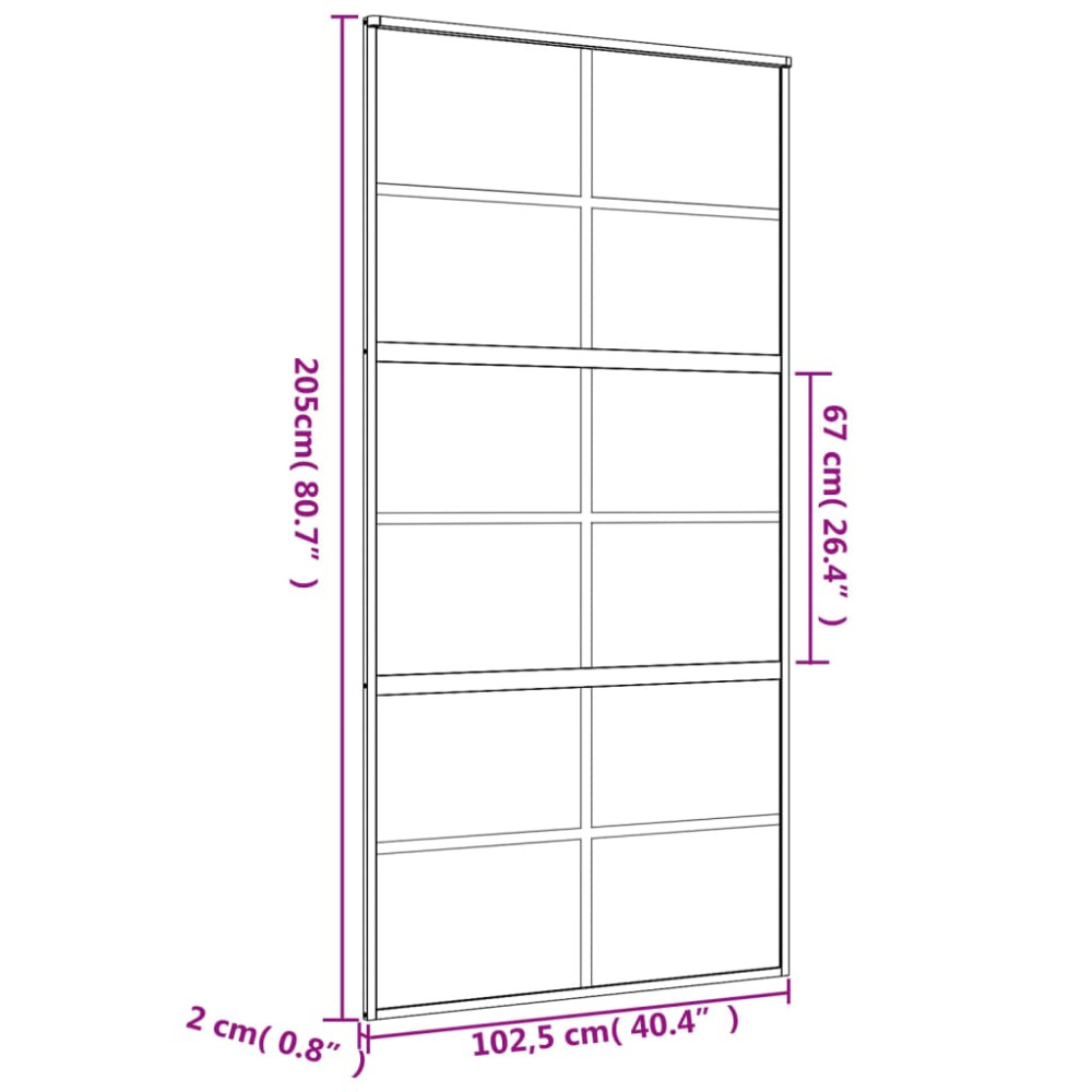 Produktbild för Skjutdörr guld 102,5x205 cm frostat ESG-glas och aluminium