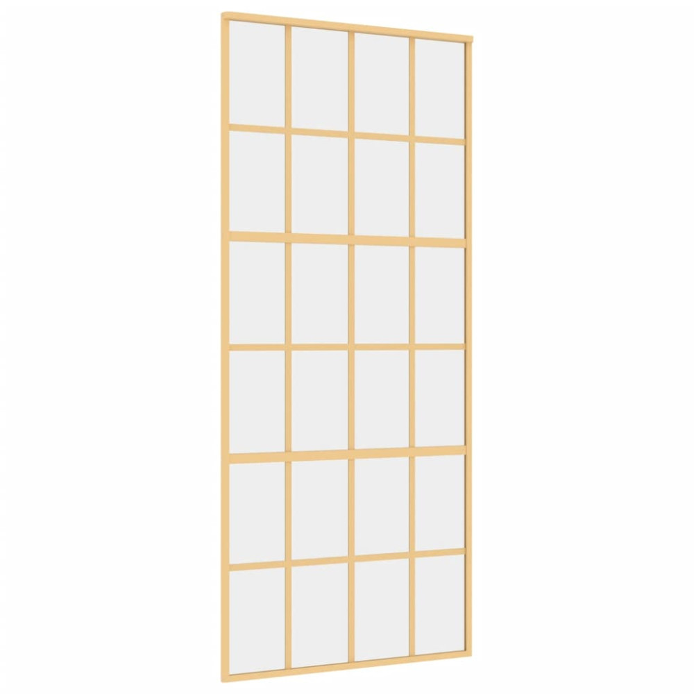 Produktbild för Skjutdörr guld 90x205 cm klart ESG-glas och aluminium