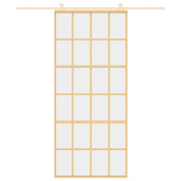 Produktbild för Skjutdörr guld 90x205 cm klart ESG-glas och aluminium
