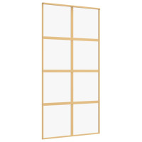 Produktbild för Skjutdörr guld 102,5x205 cm klart ESG-glas och aluminium