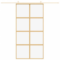 Produktbild för Skjutdörr guld 102,5x205 cm klart ESG-glas och aluminium