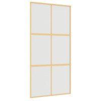 Produktbild för Skjutdörr guld 102,5x205 cm frostat ESG-glas och aluminium