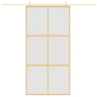 Produktbild för Skjutdörr guld 102,5x205 cm frostat ESG-glas och aluminium