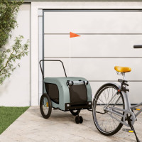Produktbild för Cykelvagn för djur grå och svart oxfordtyg och järn