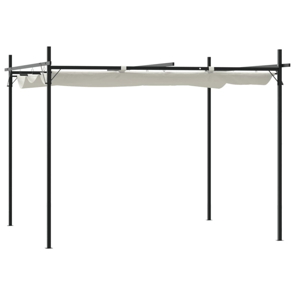 Produktbild för Pergola med infällbart tak gräddvit 295x292x230 cm