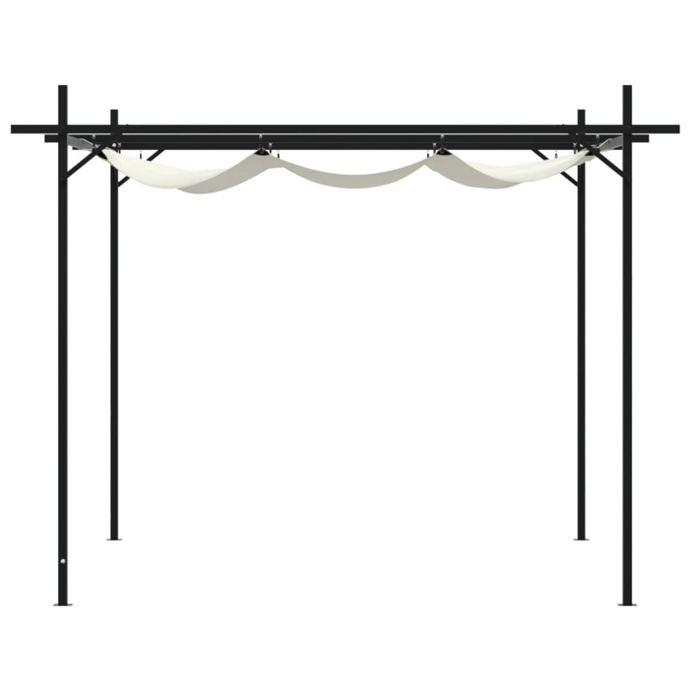 Produktbild för Pergola med infällbart tak gräddvit 295x292x230 cm