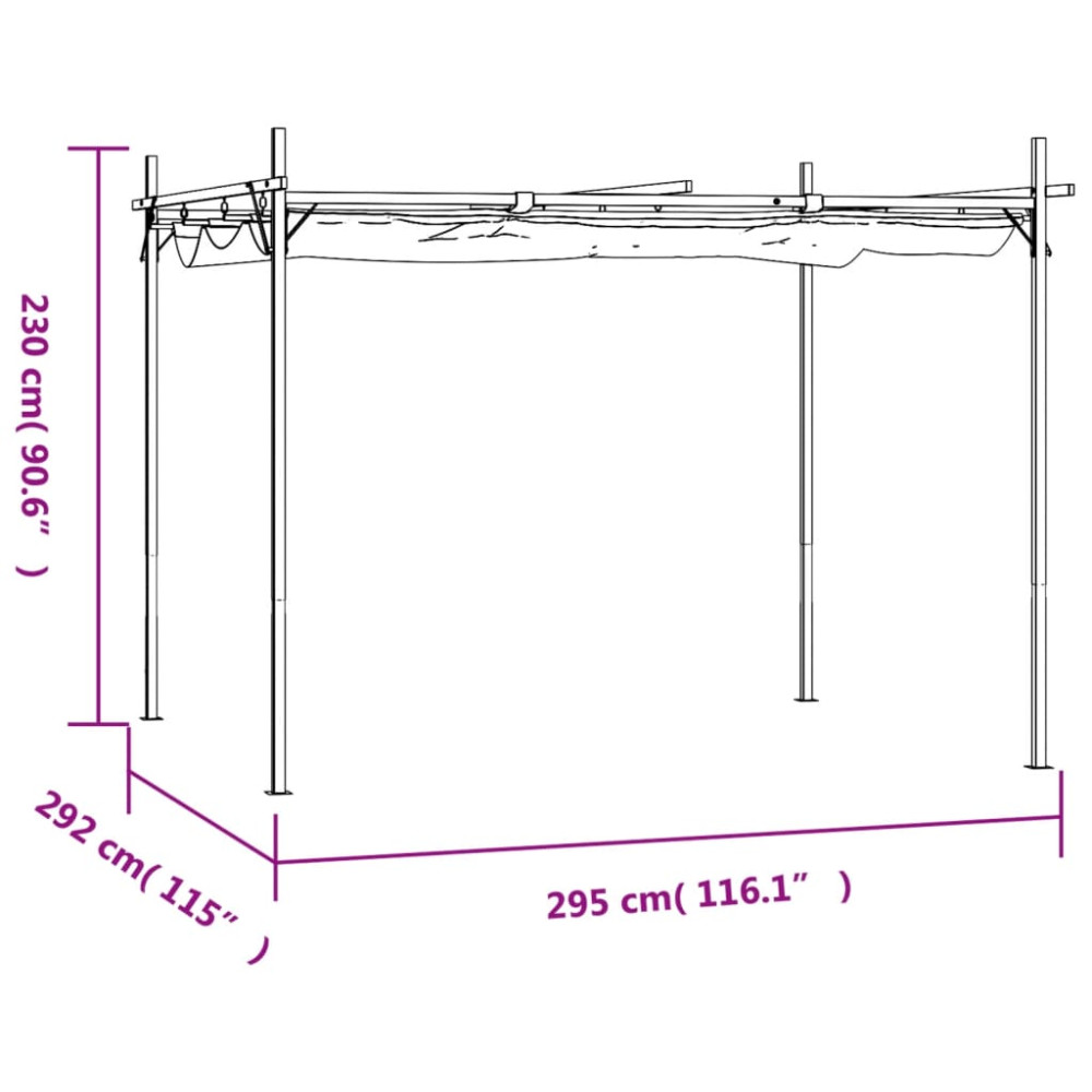 Produktbild för Pergola med infällbart tak gräddvit 295x292x230 cm