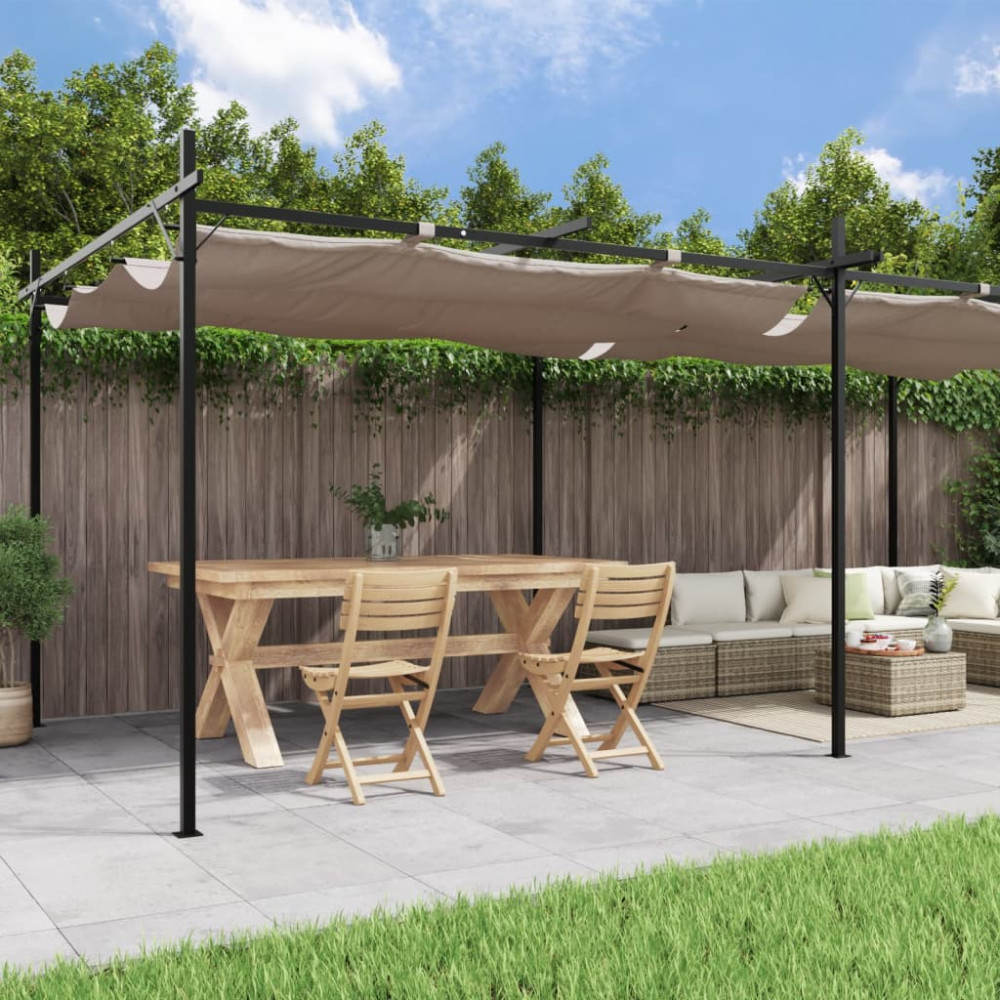 Produktbild för Pergola med infällbart tak taupe 589x292x230 cm