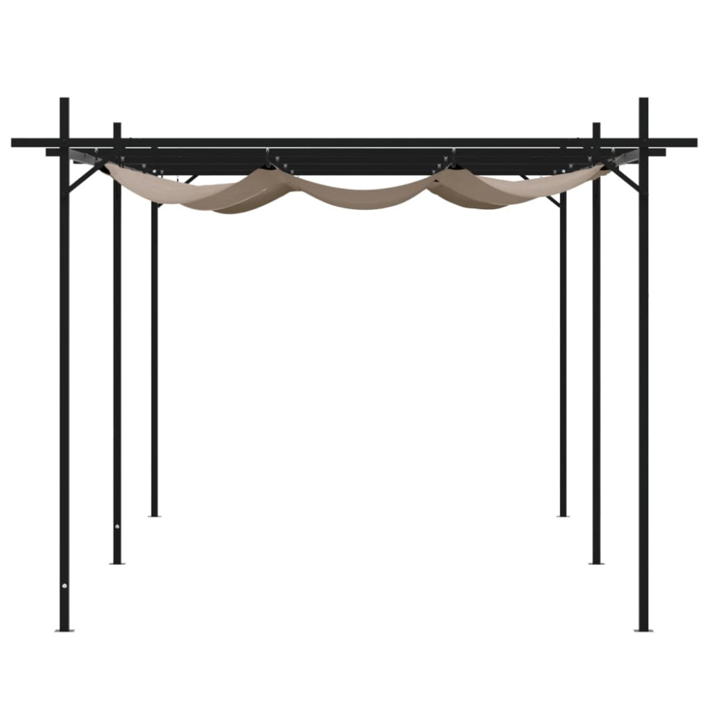 Produktbild för Pergola med infällbart tak taupe 589x292x230 cm